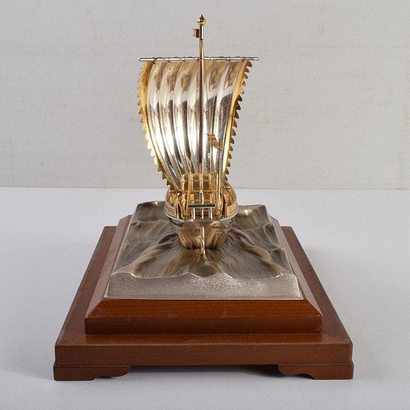 関武比古造　銀製　STERLING980　宝船　大阪尚美堂木箱　F　R9406H