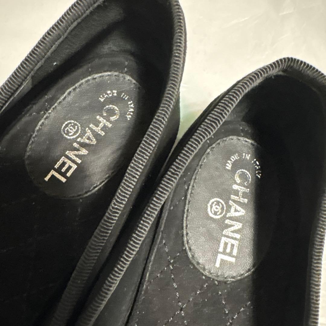 CHANEL フラットシューズ 黒/ベージュ