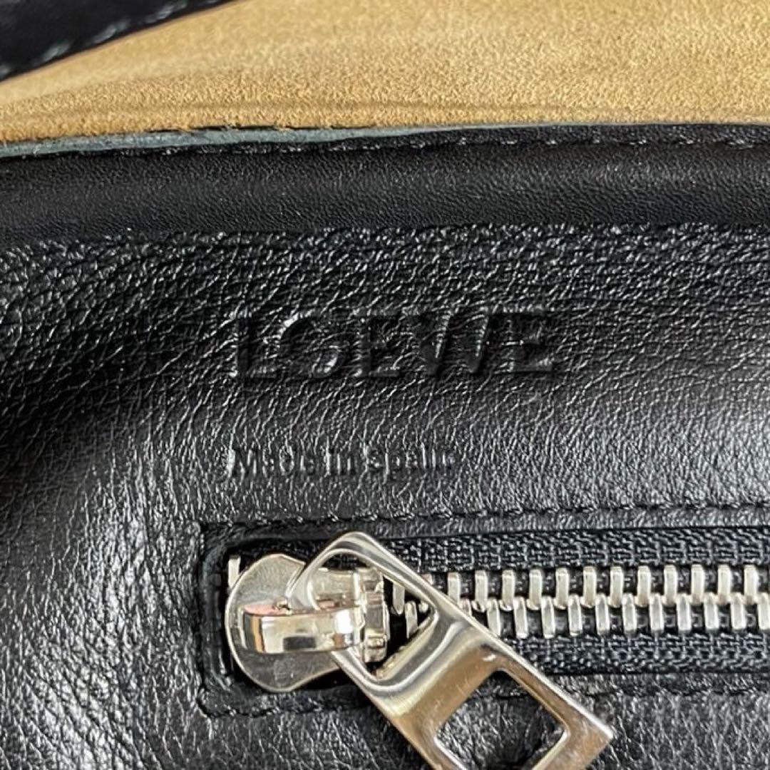 ロエベ　アマソナ45　ボストンバッグ　肩掛け　ブラック　レザー