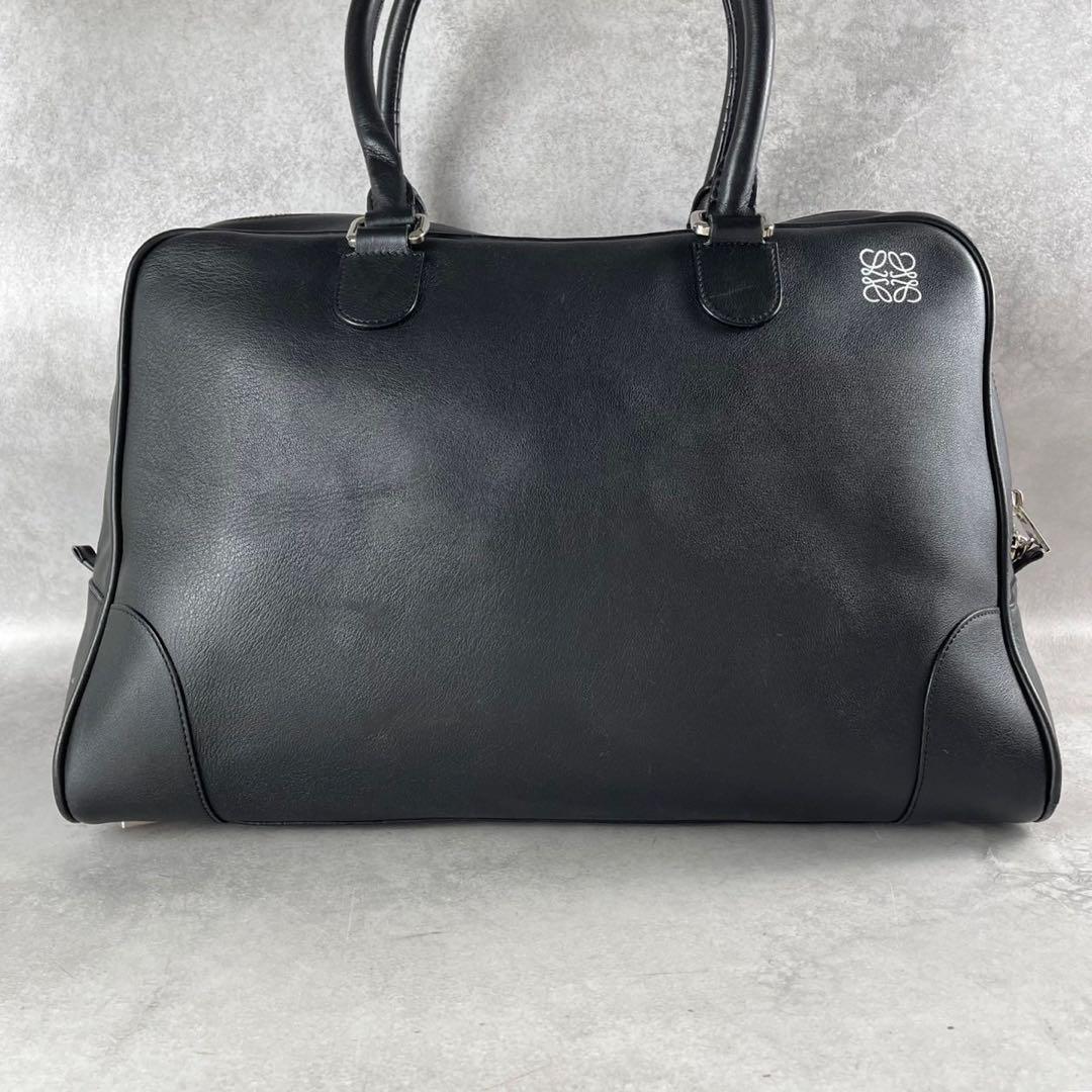 ロエベ　アマソナ45　ボストンバッグ　肩掛け　ブラック　レザー