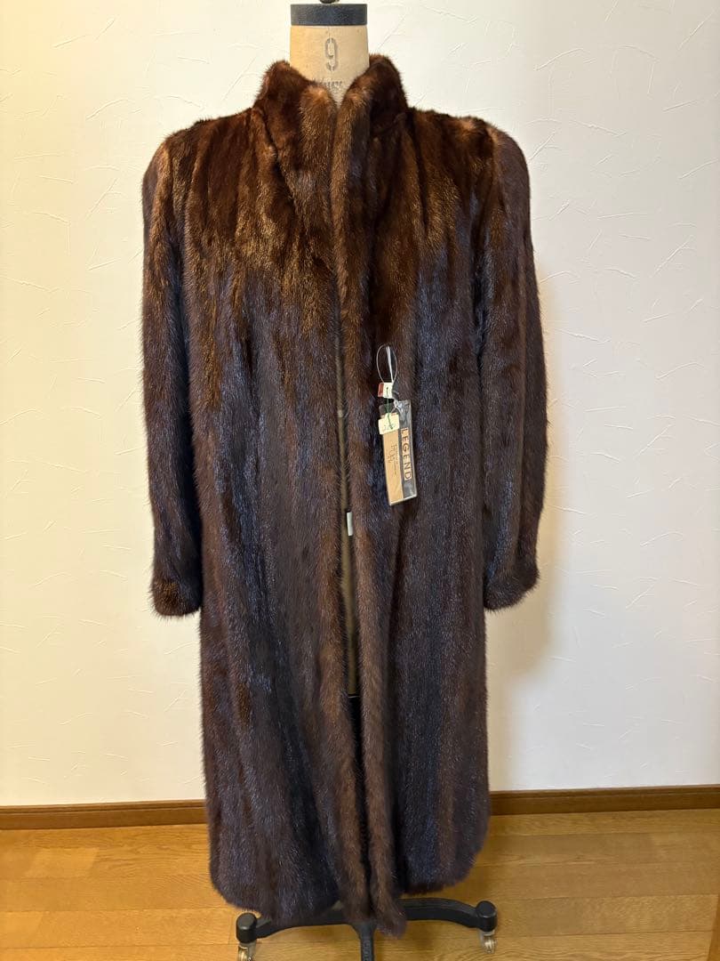 ブラウンミンク毛皮ロングコート 新品タグ付き