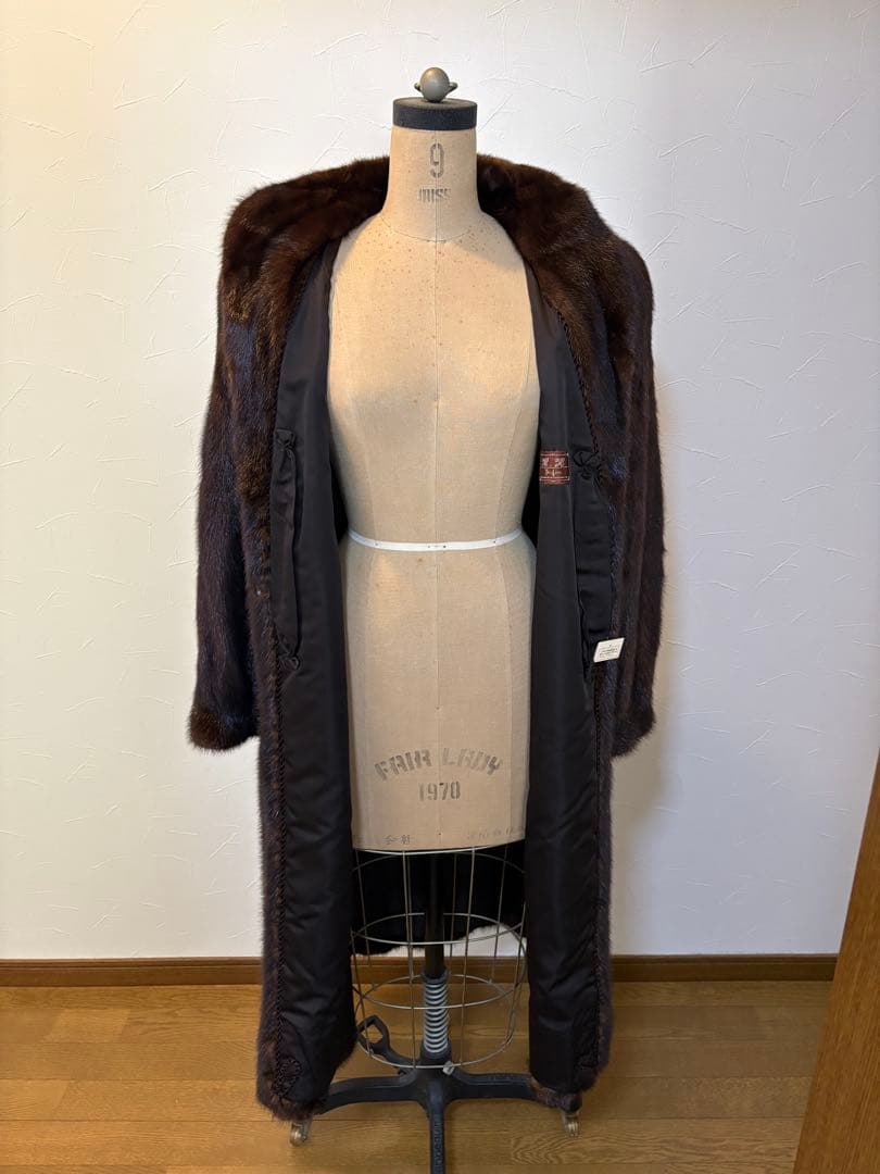 ブラウンミンク毛皮ロングコート 新品タグ付き