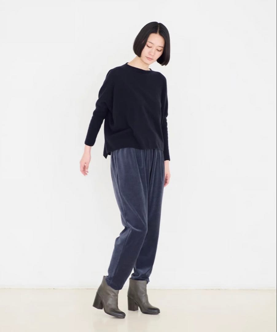 フルーツオブライフ ベロアテーパードパンツ 青鈍色 サイズ2