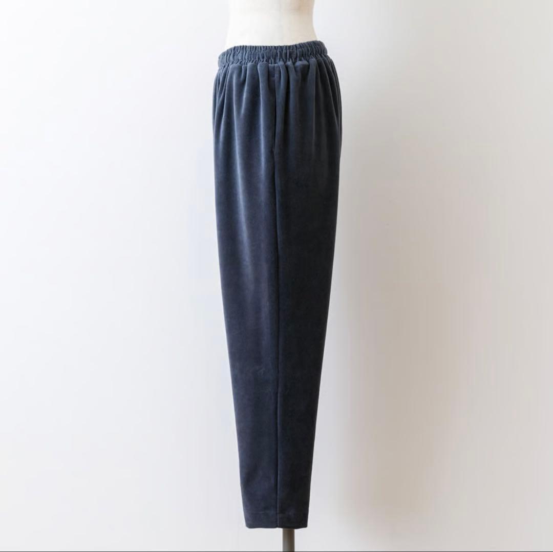 フルーツオブライフ ベロアテーパードパンツ 青鈍色 サイズ2