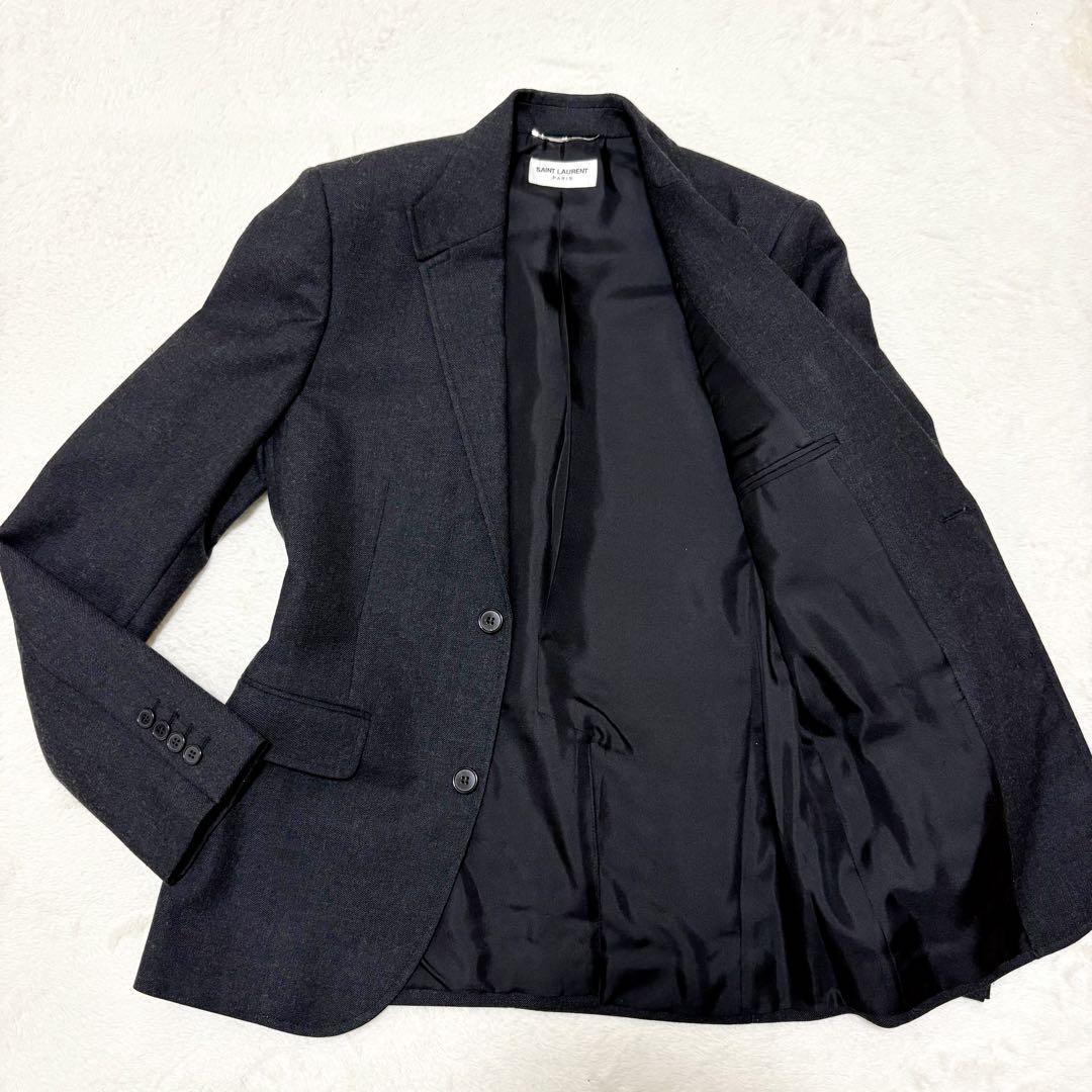 極美　サンローラン　テーラードジャケット　エディ期　ダークグレー　イタリア製　S