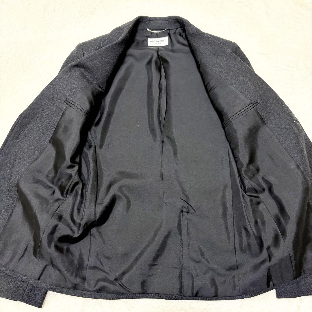 極美　サンローラン　テーラードジャケット　エディ期　ダークグレー　イタリア製　S