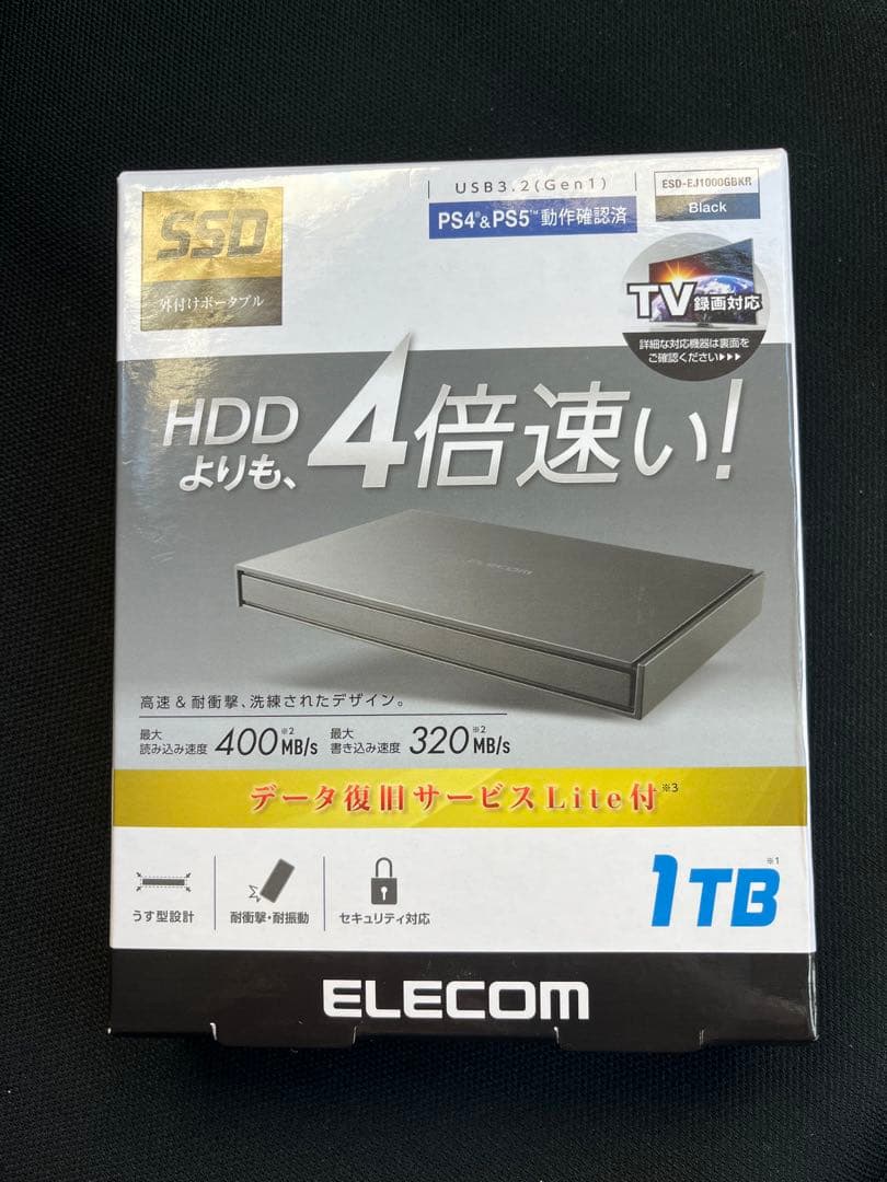 ELECOM 1TB 外付けSSD ESD-EJ1000GBKR新品未開封品