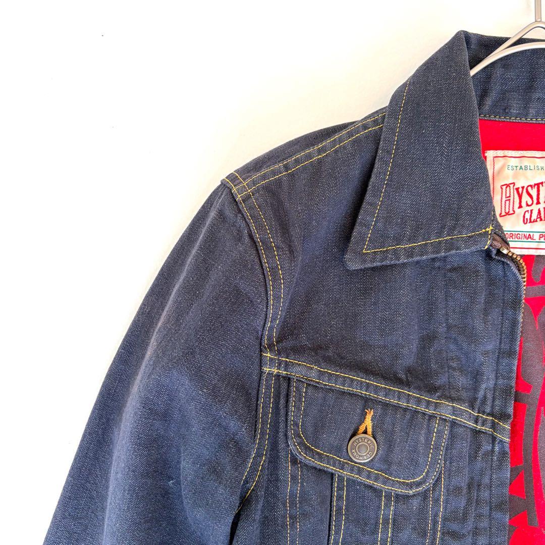 ヒステリックグラマー デニム ジャケット 濃紺 ヒスガール 短丈 派手 裏地