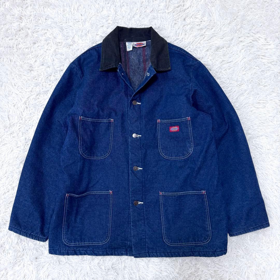 【まさ様激レア 80s】Dickies デニム カバーオール 白タグ 濃紺 XL