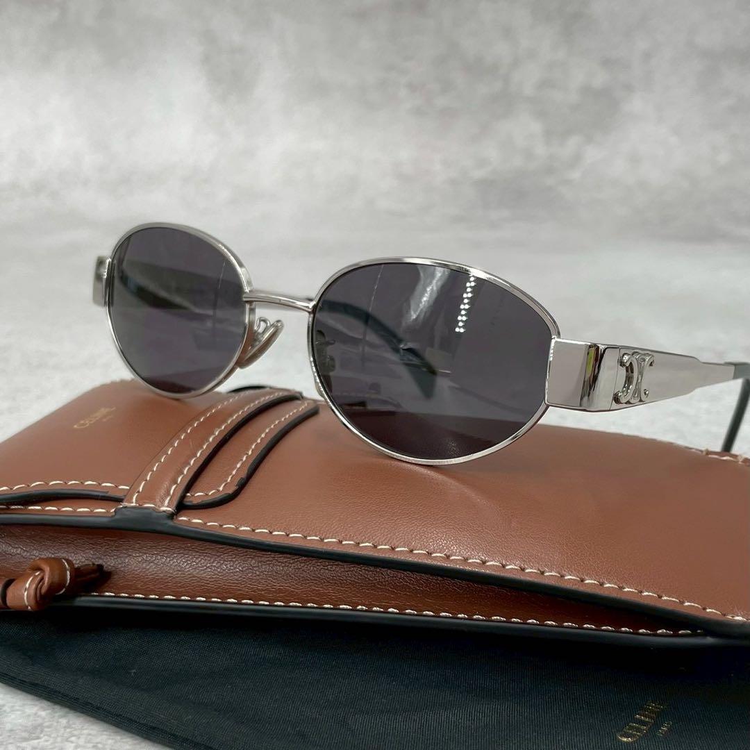 極美品◎セリーヌ　トリオンフ　メタル　01 サングラス　オーバル　ロゴ刻印