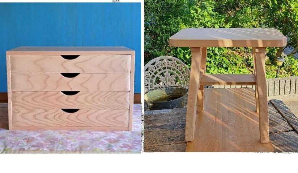 Aurelius さまへ桧スツールと ４段チェストです。