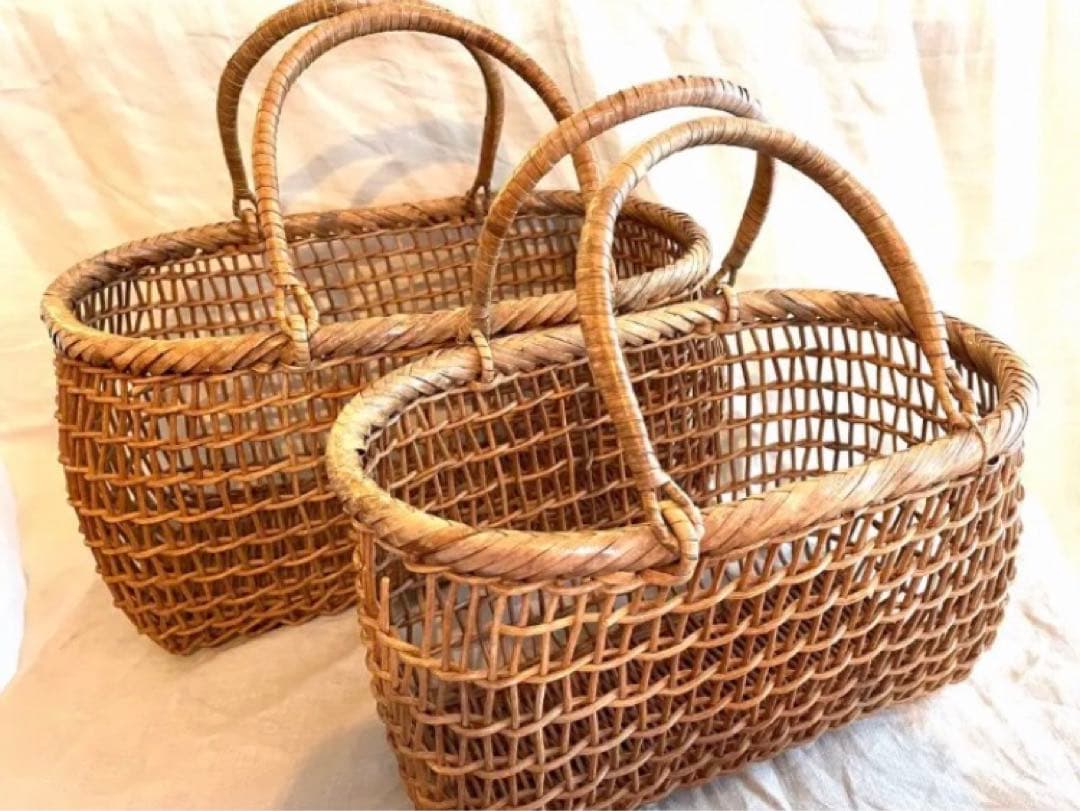 籠　透かし編　あけび　こだし　民芸　入れ子透かし編　あけび　こだし　民芸　入れ子