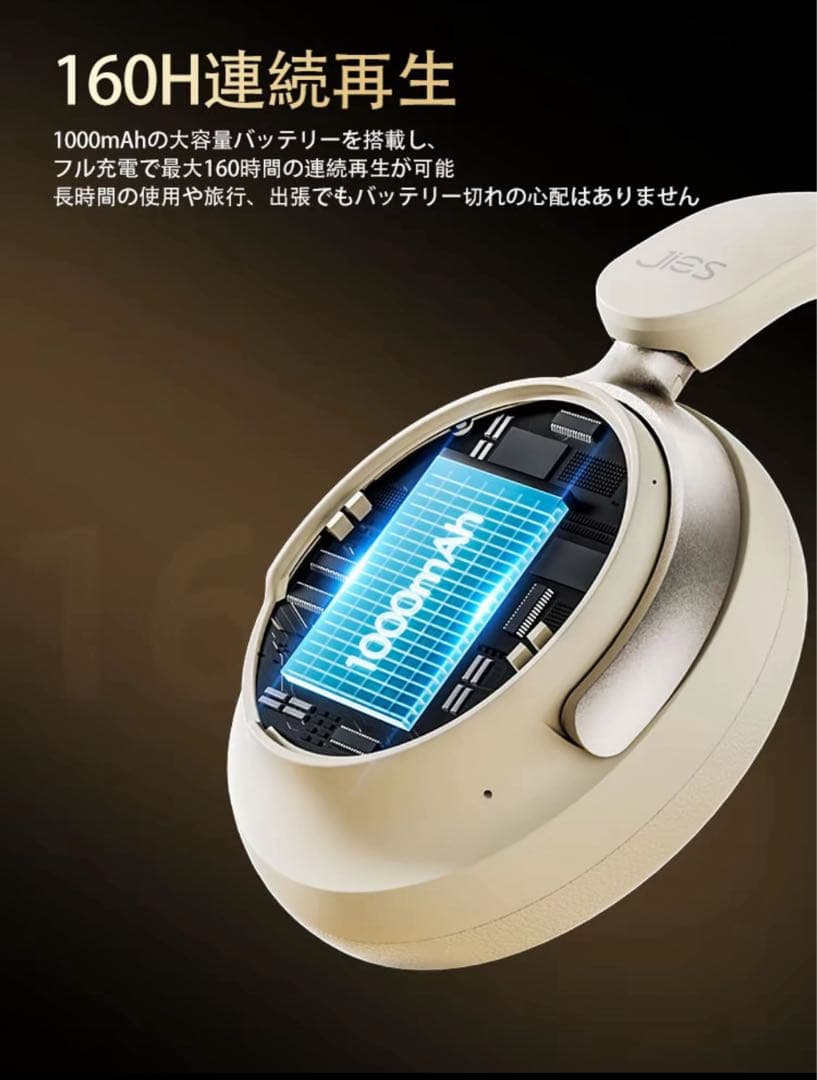 ヘッドホン Bluetooth ワイヤレスイヤホン ノイキャン ベージュ