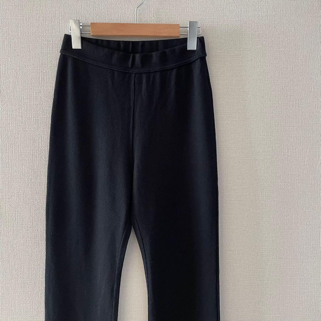 美品！Deuxieme Classe フレアリブパンツ 黒 ドゥーズィエムクラス