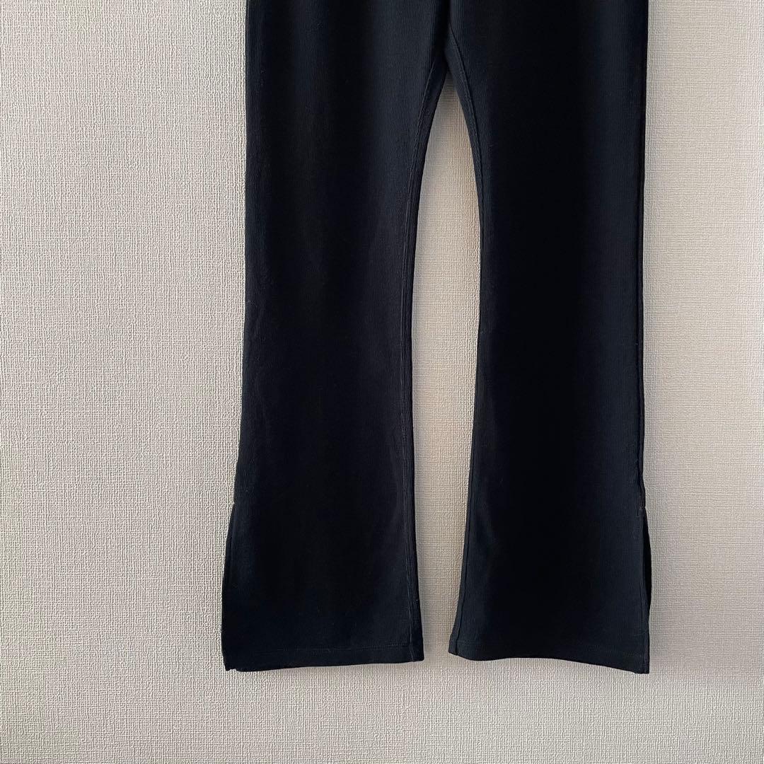 美品！Deuxieme Classe フレアリブパンツ 黒 ドゥーズィエムクラス