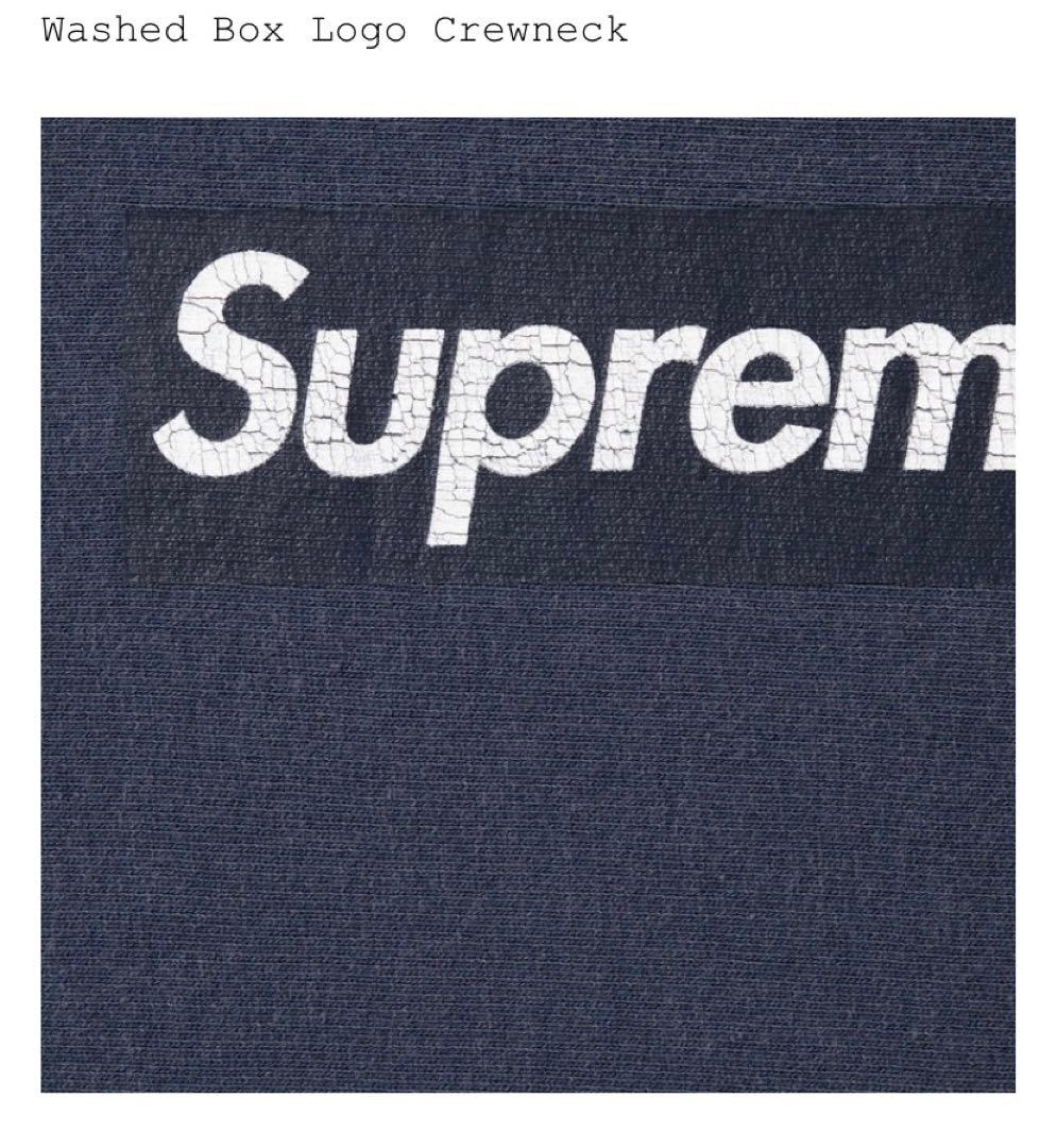 トップス Supreme Washed Box Logo Crewneck Navy M