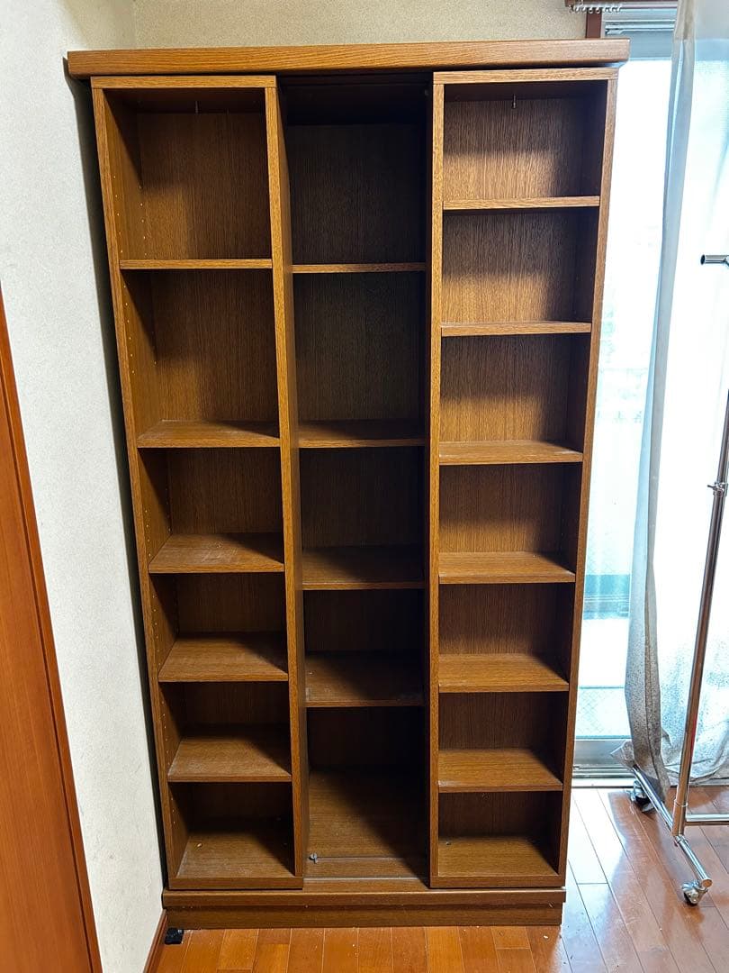 スライド本棚のパイオニア　丸伸　木製本棚 ブラウン 6段可動式　通販生活