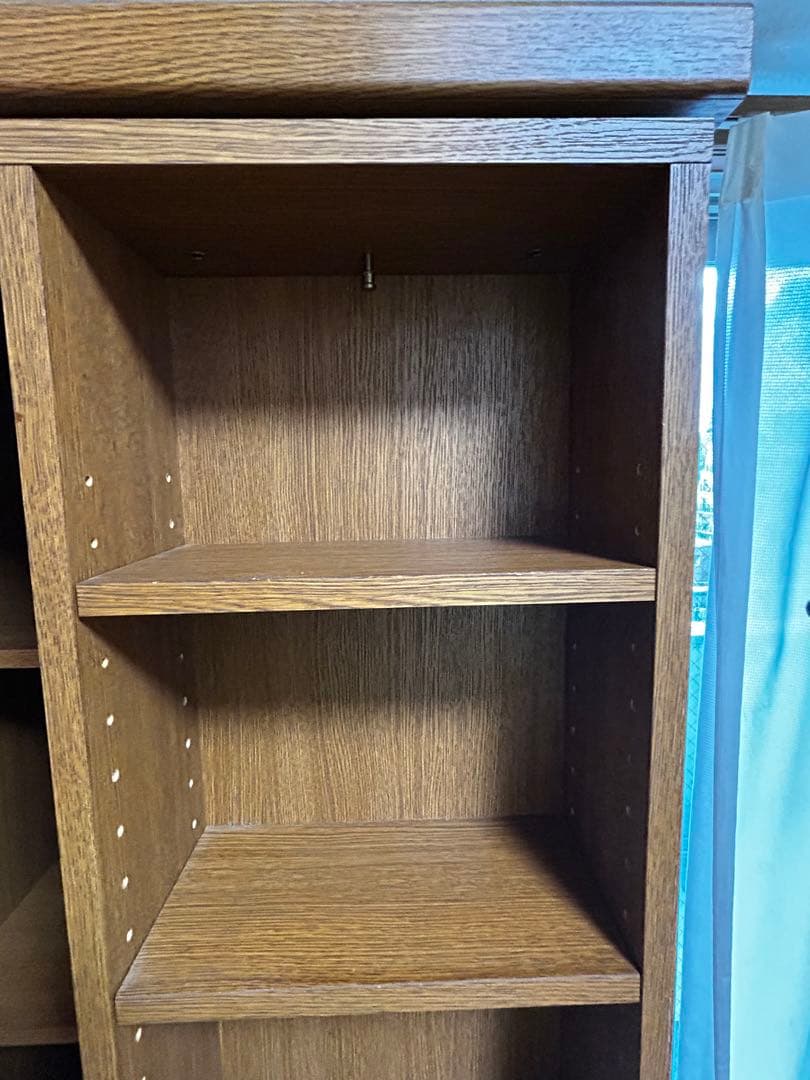 スライド本棚のパイオニア　丸伸　木製本棚 ブラウン 6段可動式　通販生活