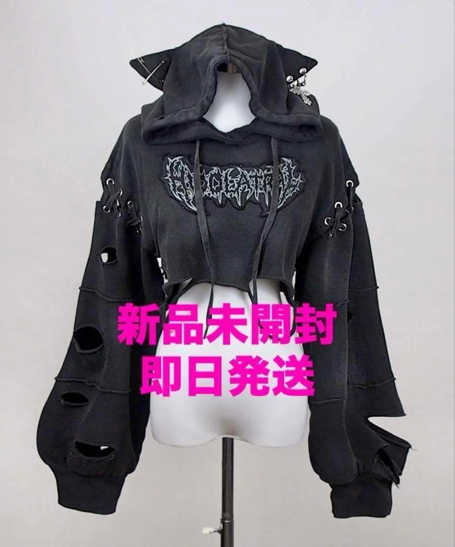 新品未開封 HIDOLATRAL THEODOL ダメージショート猫耳パーカー