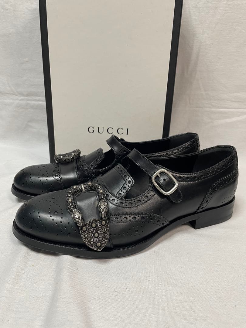 2D111 GUCCI ケルコア ブローグモンクシューズ 26.5cm