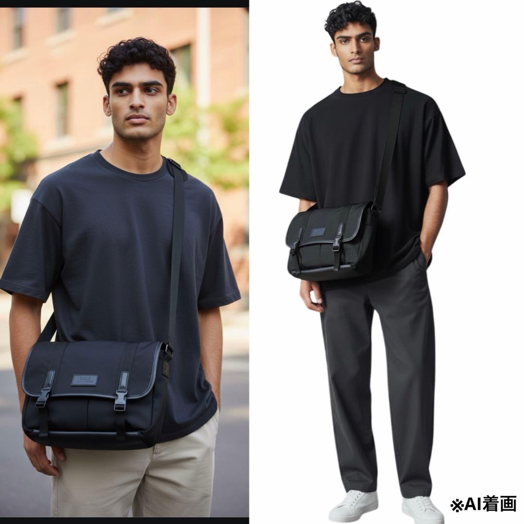 美品✨ポロ ラルフローレン メッセンジャーバッグ ショルダーバッグ　レザー　黒