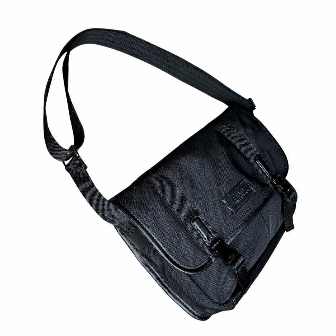 美品✨ポロ ラルフローレン メッセンジャーバッグ ショルダーバッグ　レザー　黒