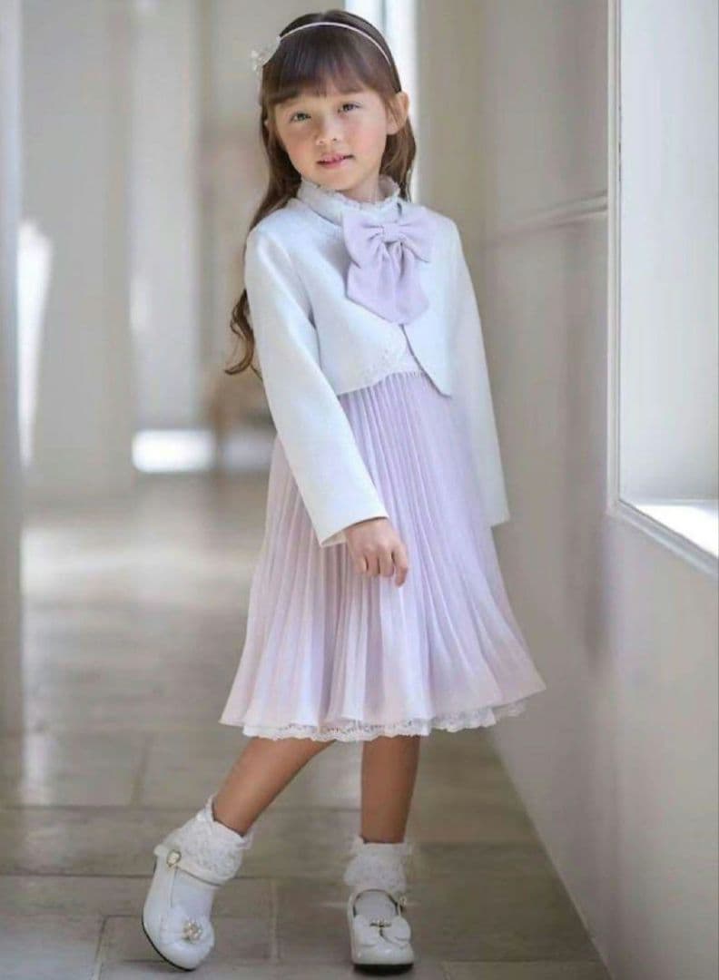 120 anyFAM 入学式 ボレロ ワンピース パープル 薄紫 ラベンダー