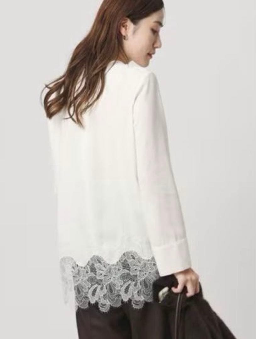 【新品】UNITED ARROWS ・バックサテン レースコンビ ブラウス