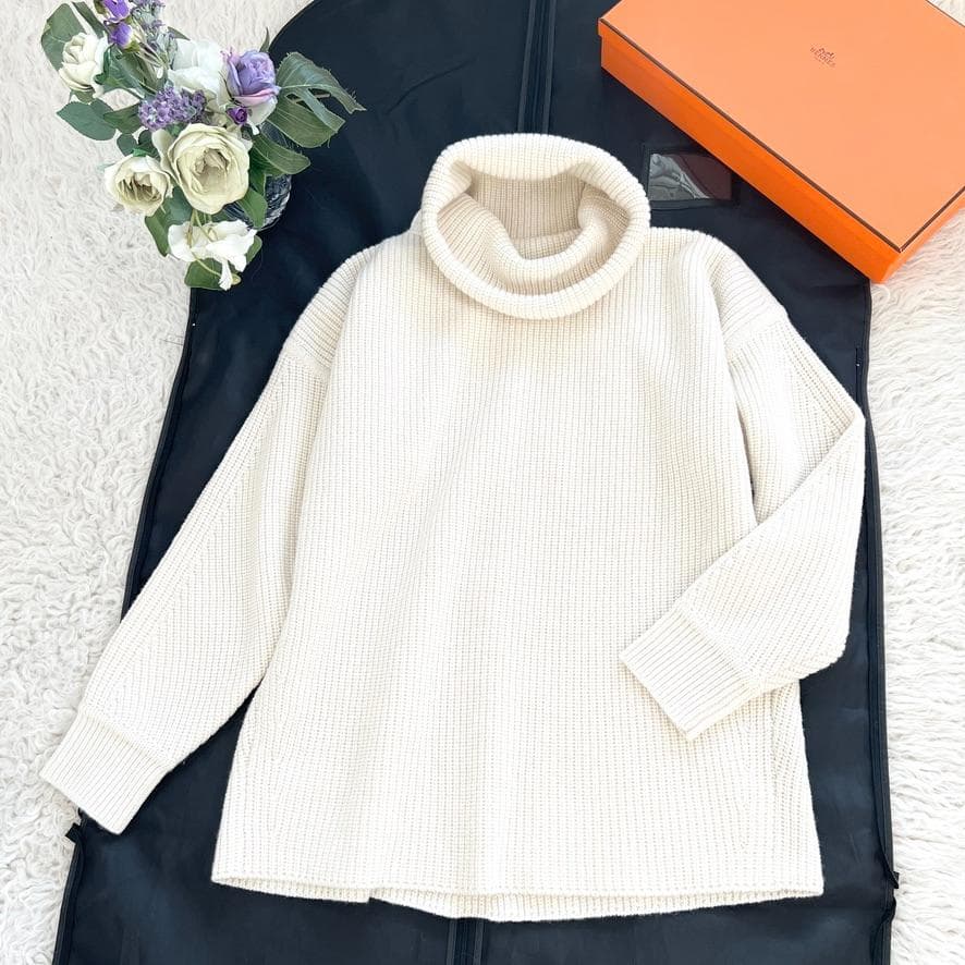 未使用★HERMES★2024★肉厚カシミヤ100★チュニック★ロングニット