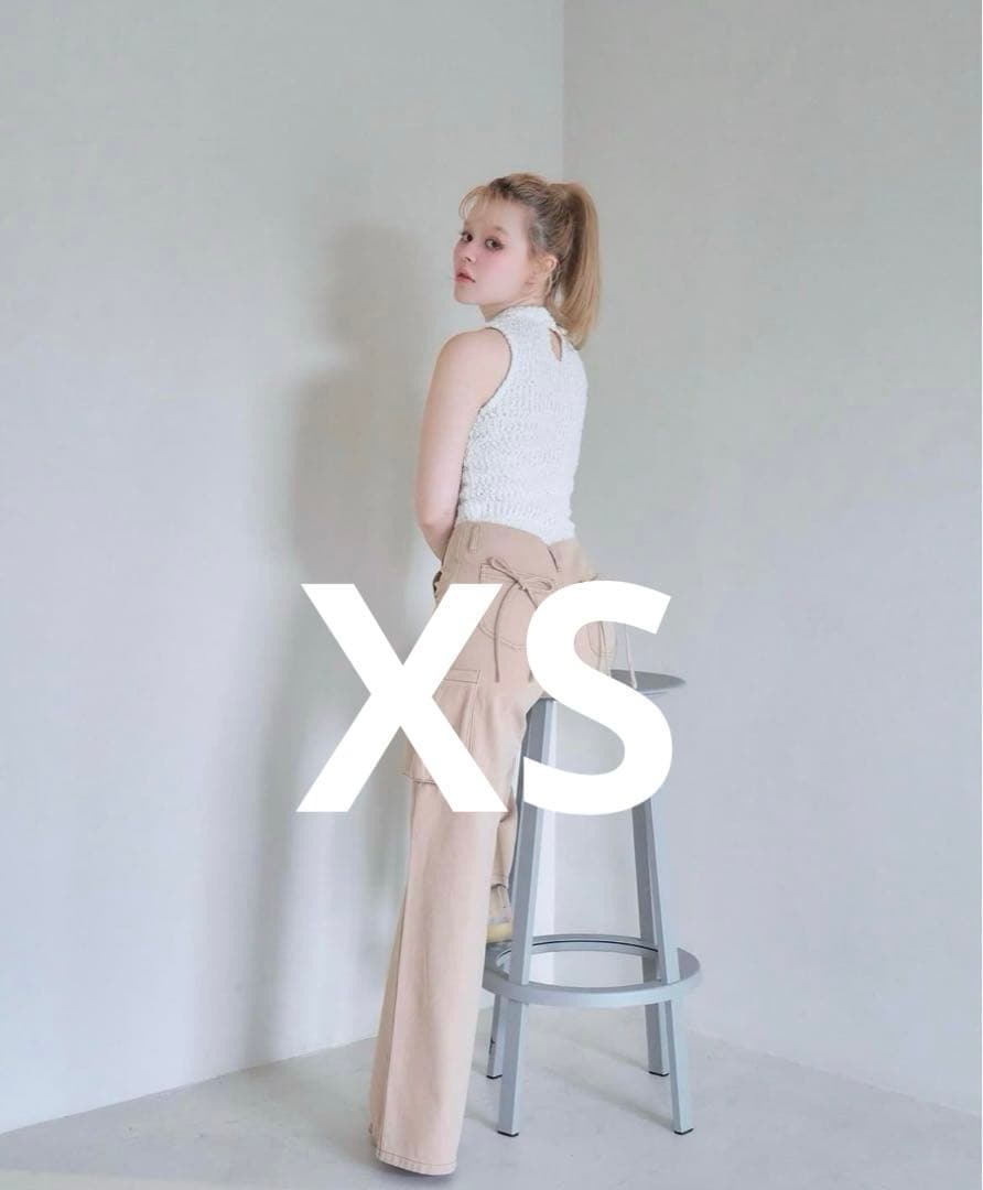 パンツ andmary Back ribbon cargo pants beige XS