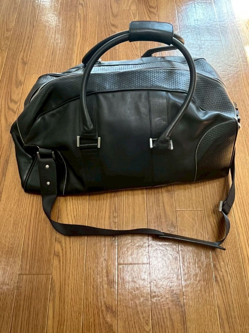 dunhill ブラックレザー ダッフルバッグ