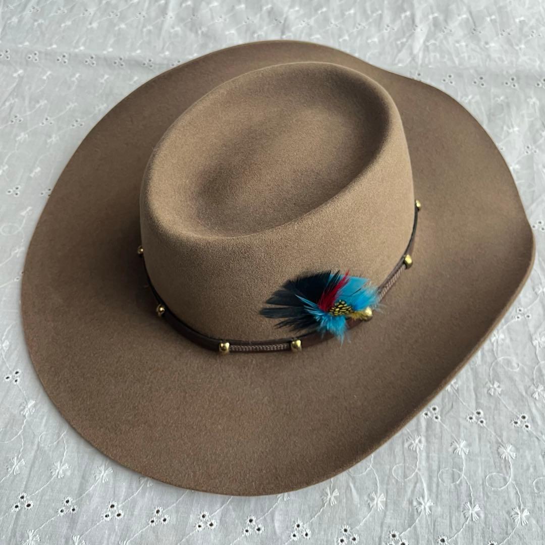 未使用★AKUBRA ウールハット 羽付き56サイズ