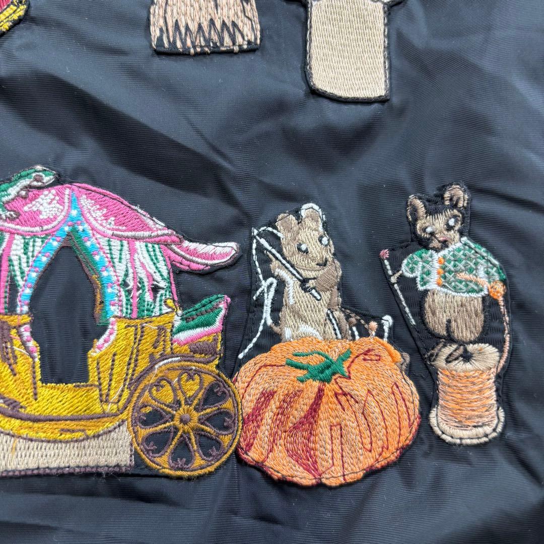 タマオワールド 刺繍ジャケット 猫柄 動物柄 MA-1 黒 ブラック