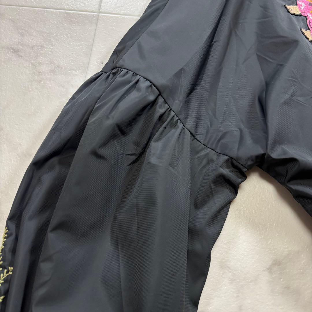 タマオワールド 刺繍ジャケット 猫柄 動物柄 MA-1 黒 ブラック