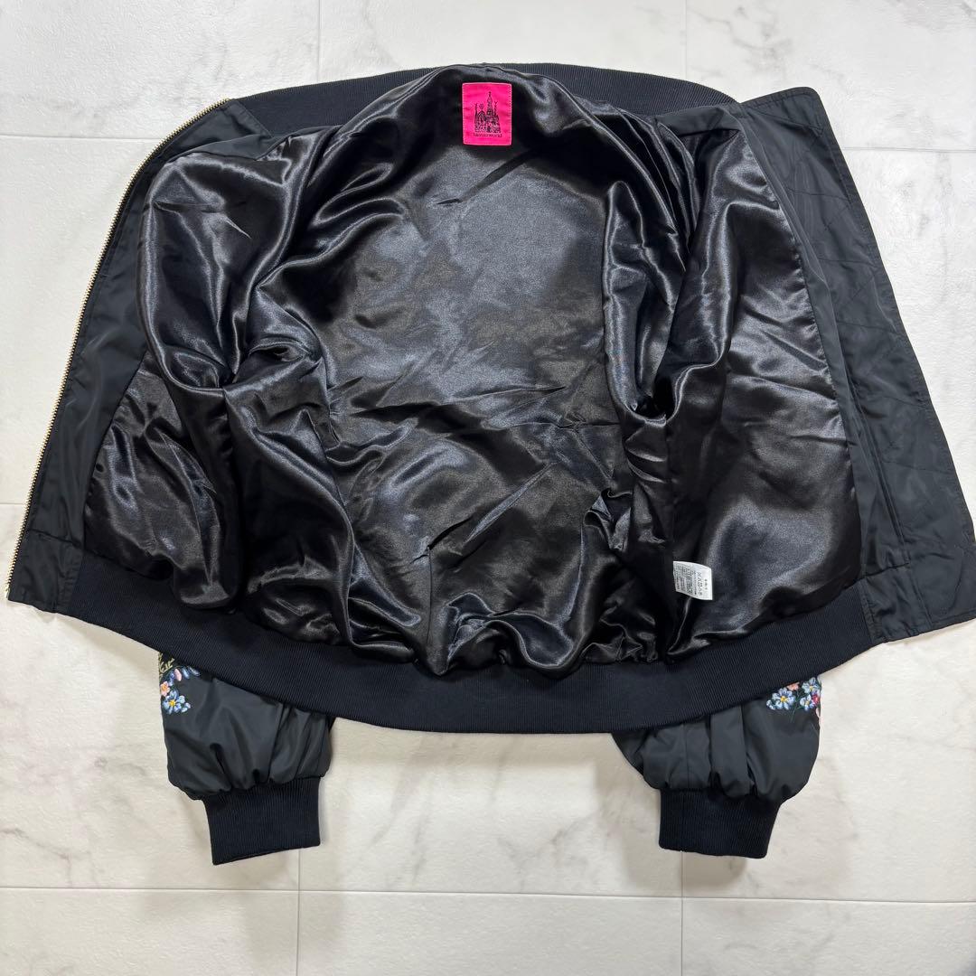 タマオワールド 刺繍ジャケット 猫柄 動物柄 MA-1 黒 ブラック