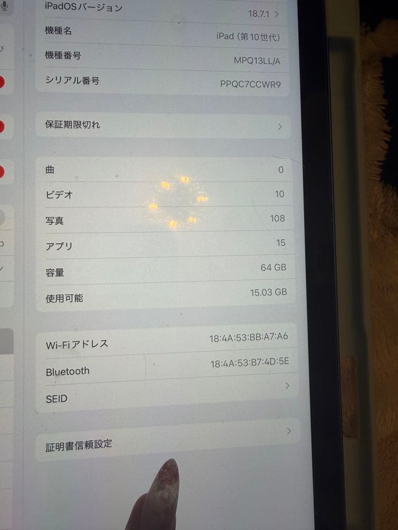 米国版　iPad 第10世代 64GB ブルー WiFi 画面保護フィルム付き