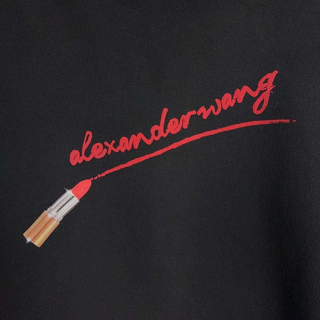 10558【即完売モデル】アレキサンダーワン☆リップロゴ定番カラー黒パーカー