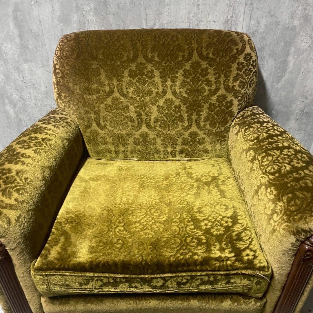 昭和レトロ 1人掛け ソファー② ダマスク柄 花柄 アームチェア アンティーク