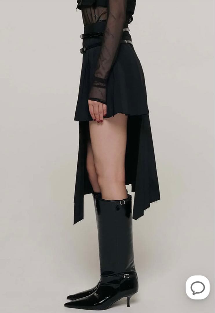 josemoon SCREW PLEATS SKIRT ブラック