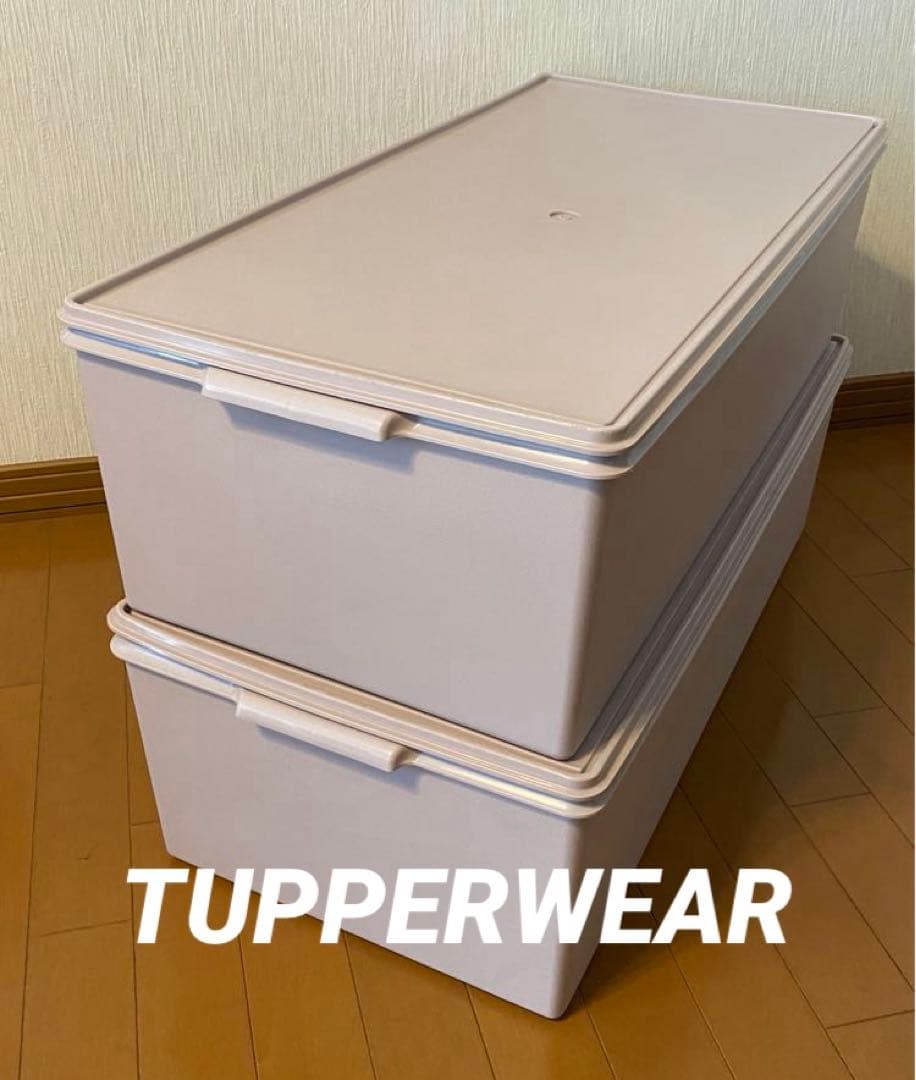 タッパーウェア　ディープロングスーパーケース　2個　セット　まとめ売り　ピンク