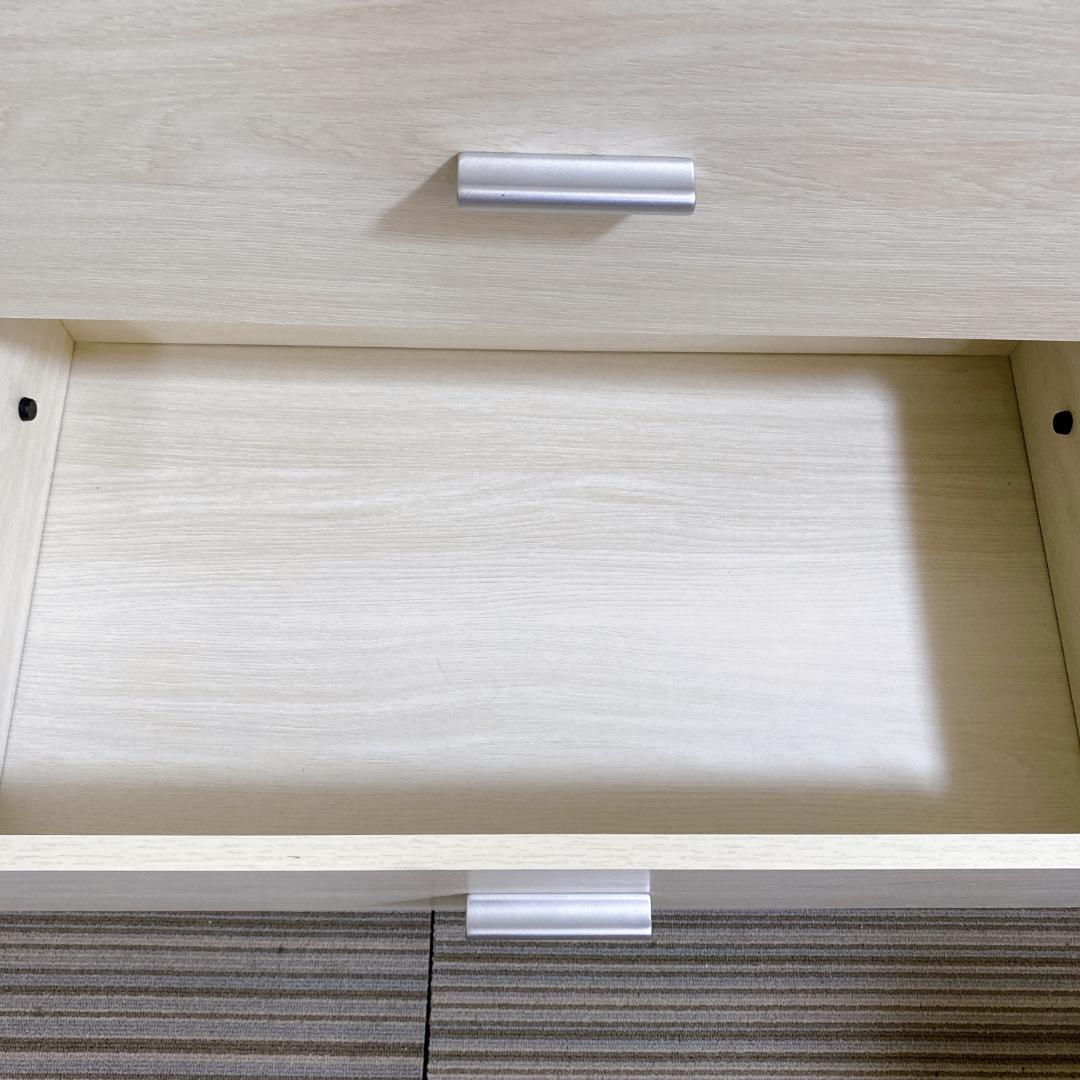 リビング収納 チェスト キャビネット ４段 引き出しタイプ 木目調 ホワイト