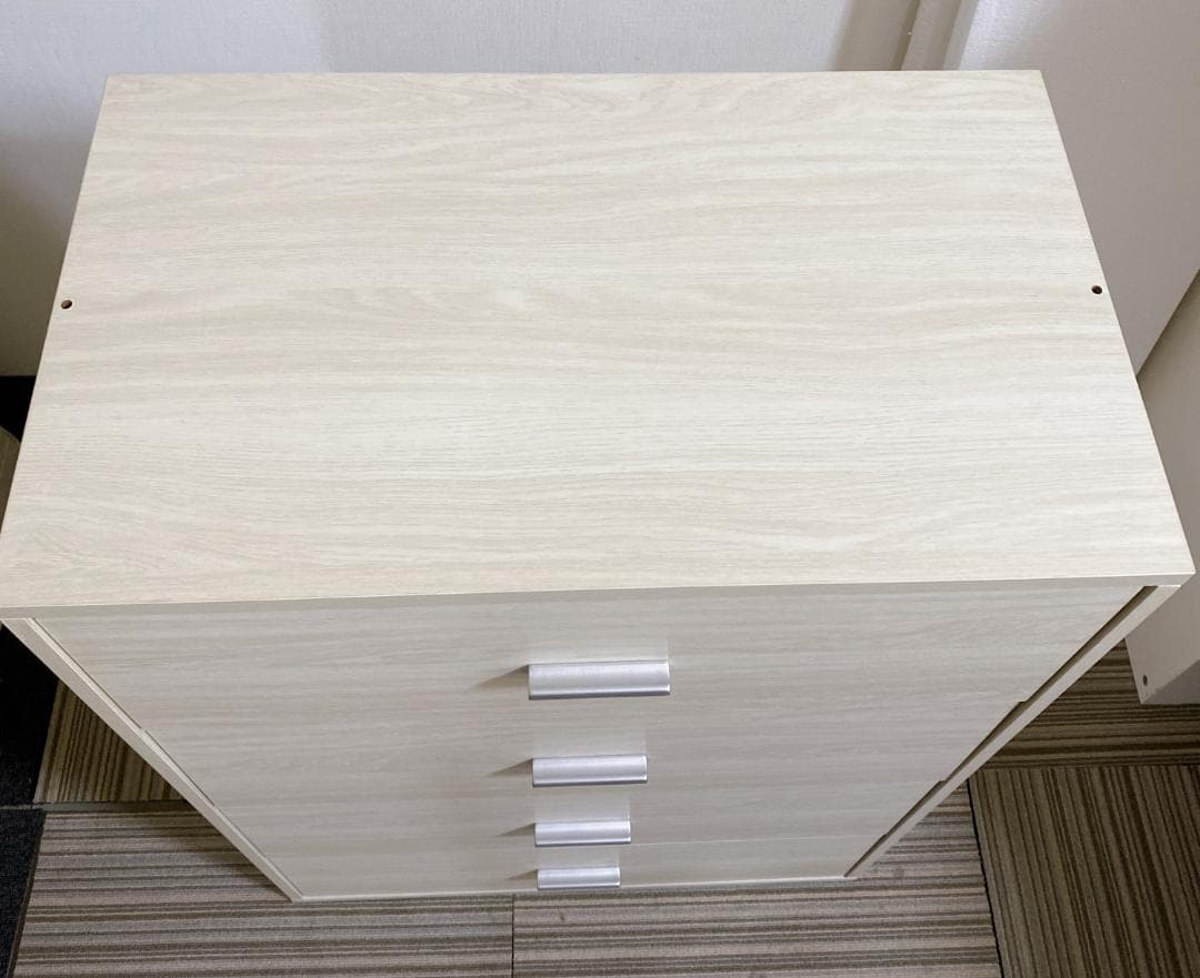 リビング収納 チェスト キャビネット ４段 引き出しタイプ 木目調 ホワイト