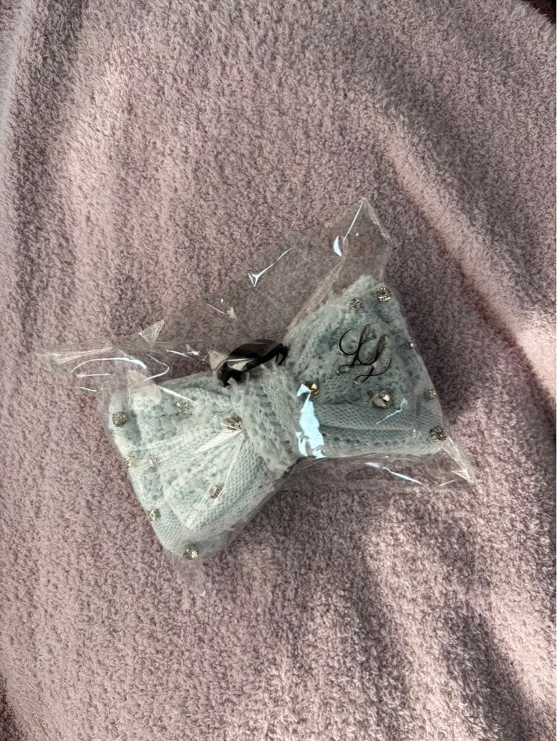 lumignon ルミニョン リボン ヘアクリップ ブルーホワイト