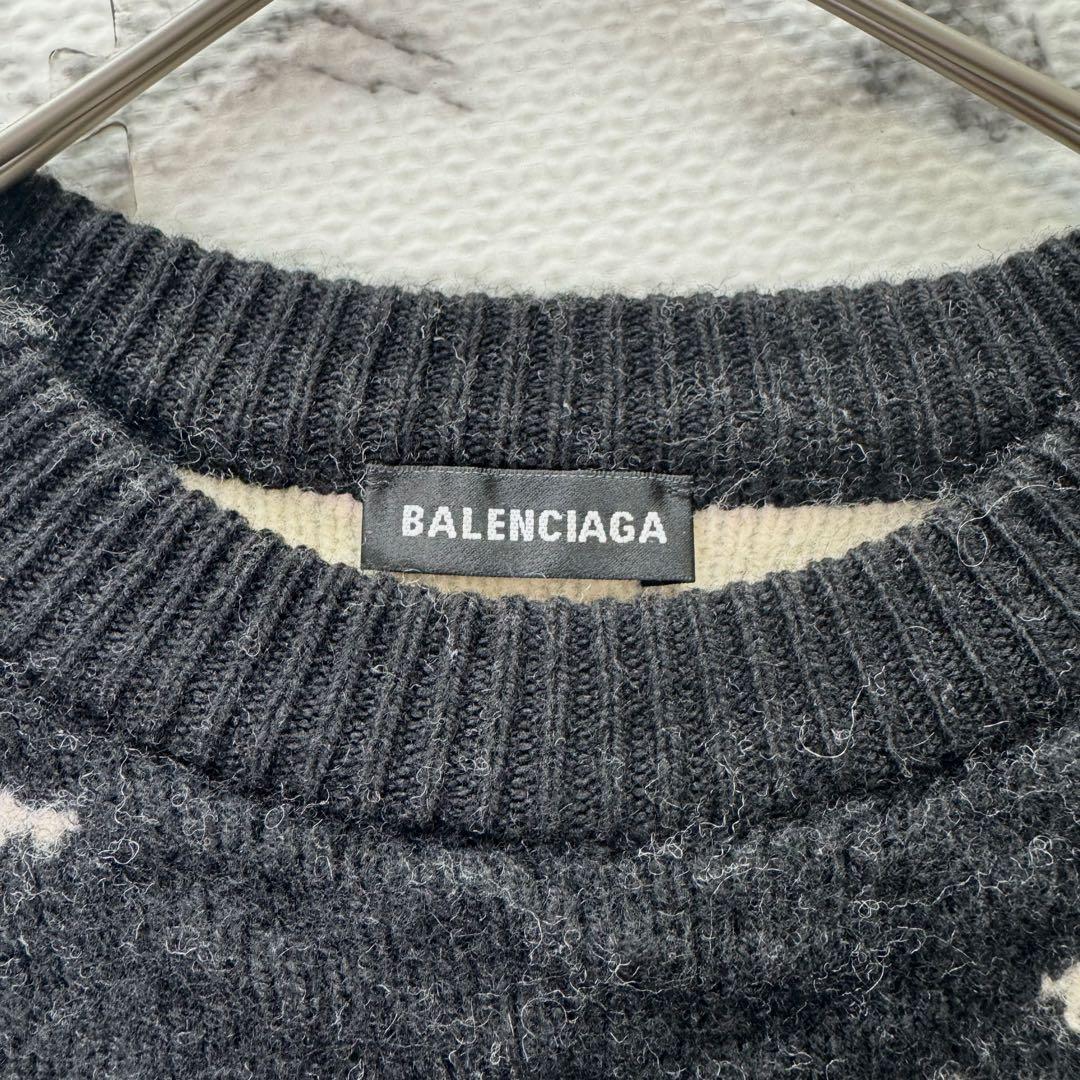 バレンシアガ　ジャガードロゴニット　セーター　クルーネック　総柄　ユニセックス