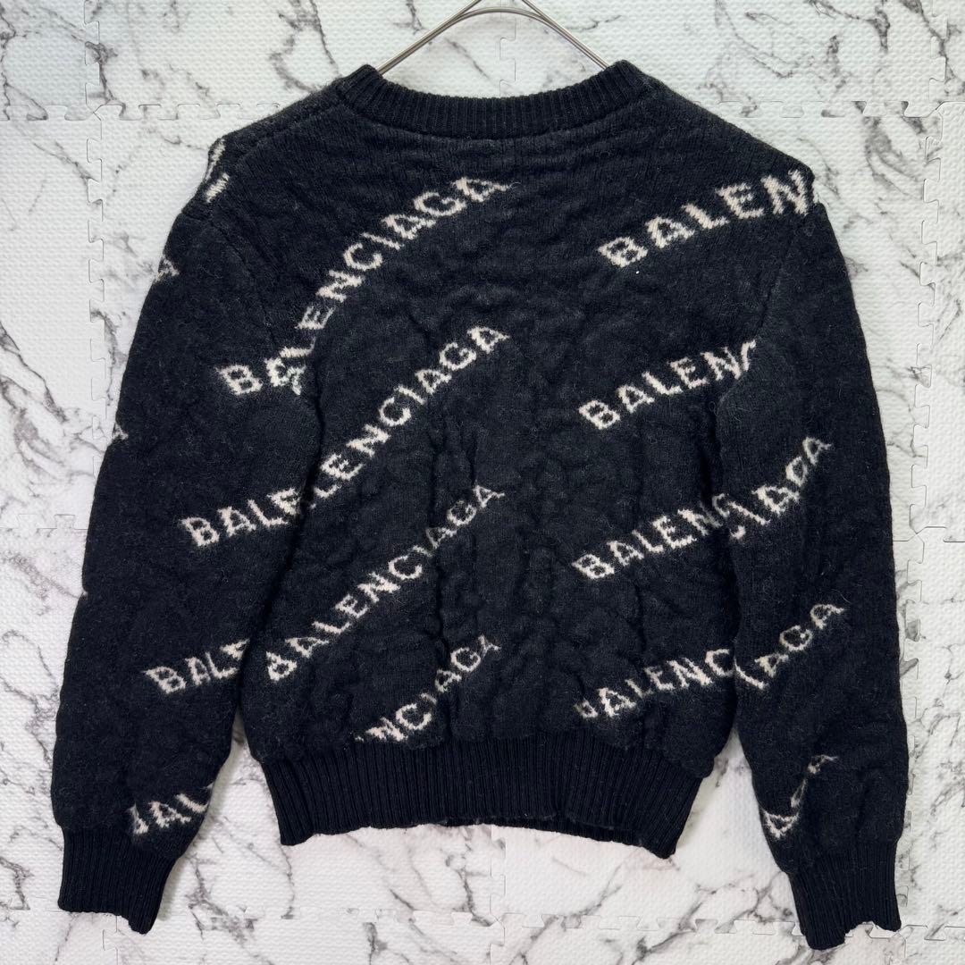 バレンシアガ　ジャガードロゴニット　セーター　クルーネック　総柄　ユニセックス