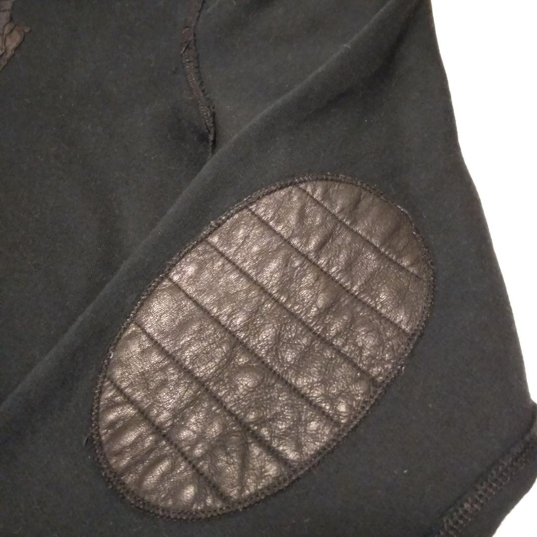 希少【ポロバイラルフローレン】ステッチ＆レザー装飾　黒 ショールカラースウェット