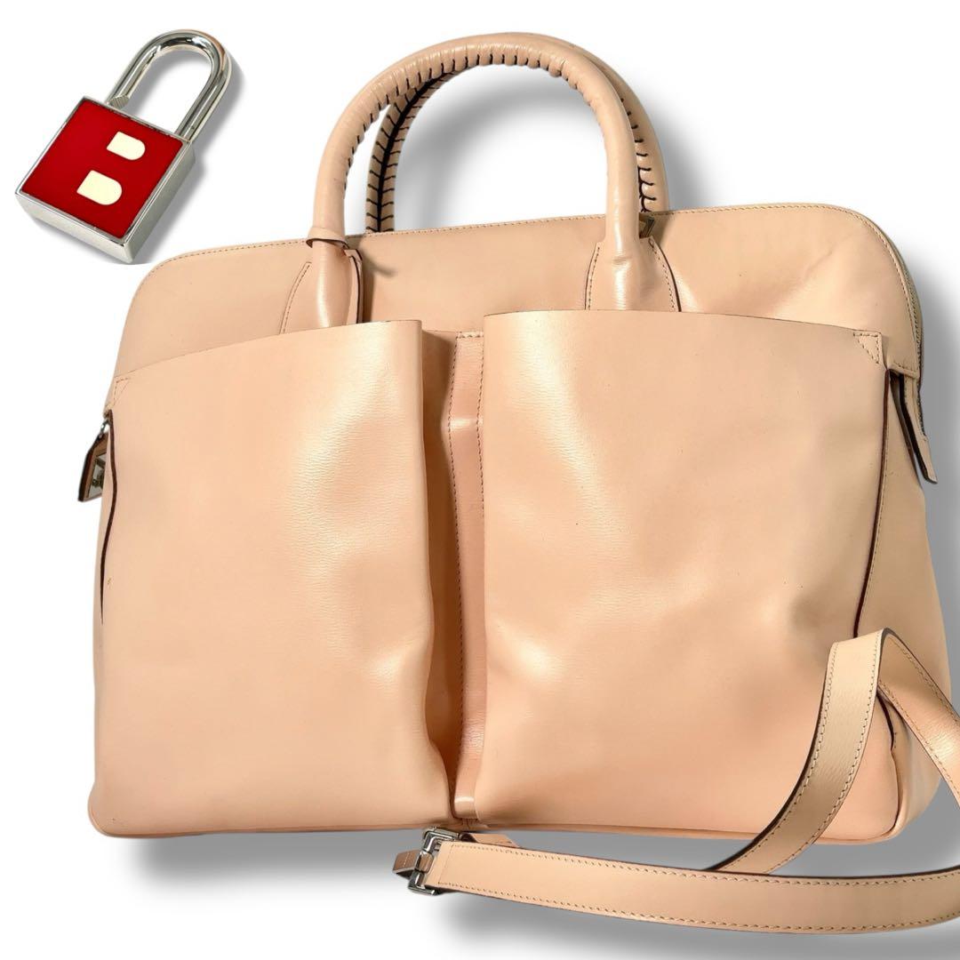 美品】BALLY　バリー　ブリーフ　ビジネスバッグ　レザー ２way　ロゴ　鍵付