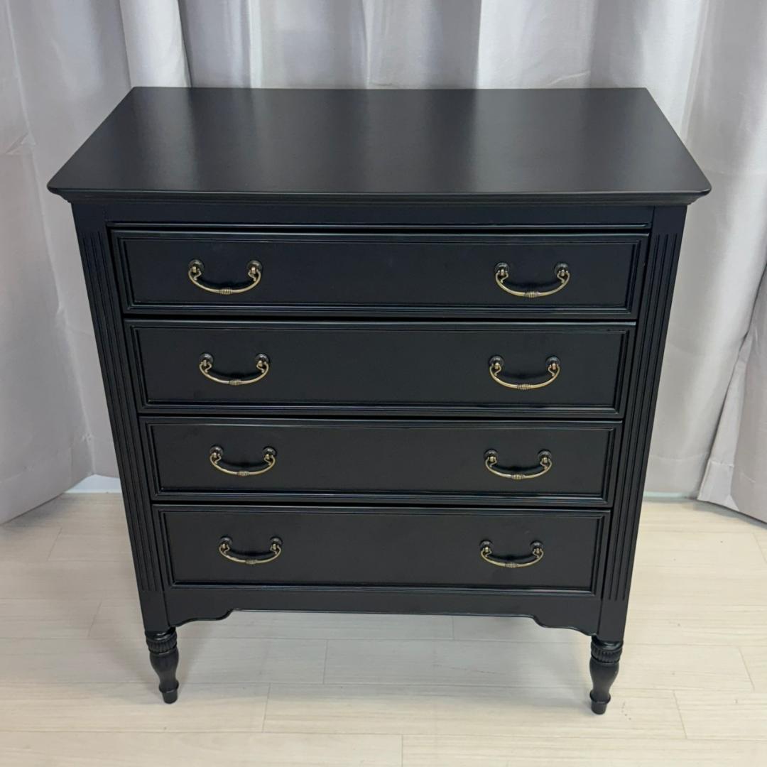 美品 アンティーク調　ノワール　4段　チェスト　アンバーブラック