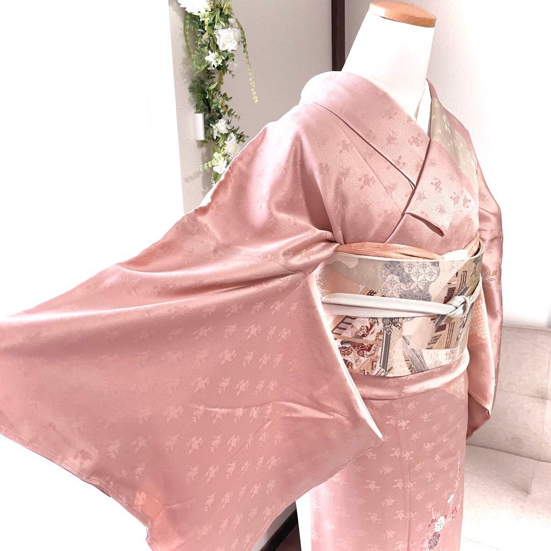 ピンク 友禅 4点 フルセット 訪問着 入学式 卒業式 入園式 春 秋 冬