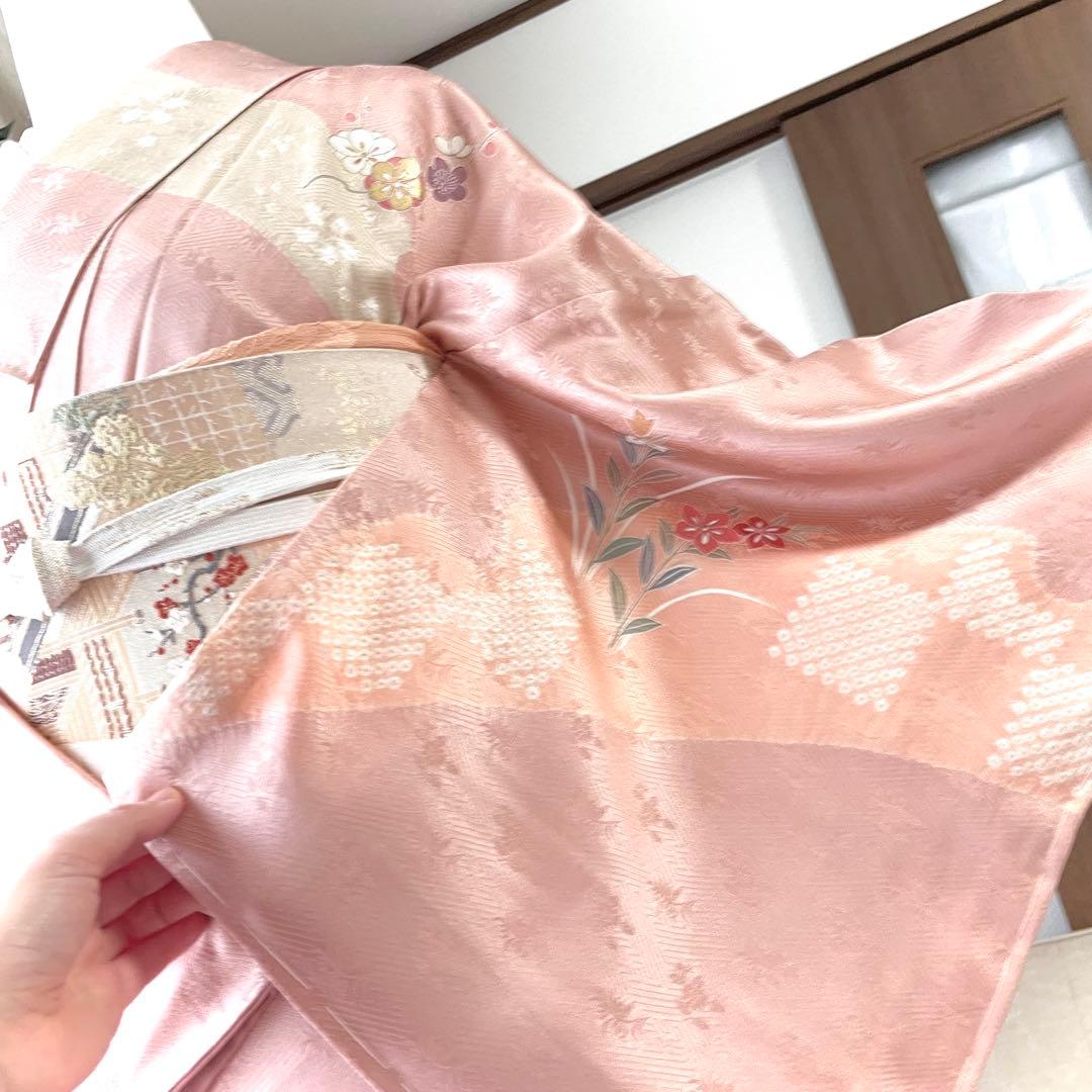 ピンク 友禅 4点 フルセット 訪問着 入学式 卒業式 入園式 春 秋 冬